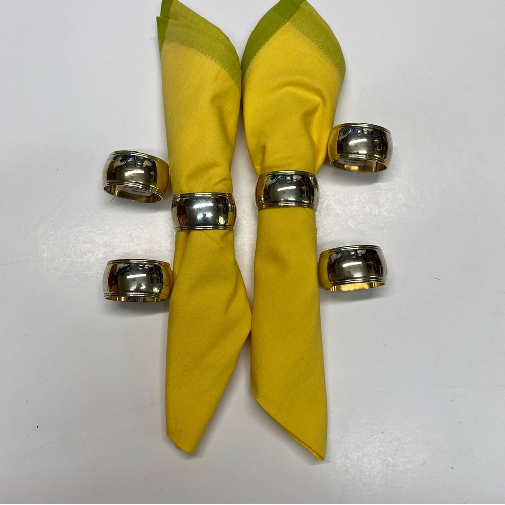 Crate & Barrel 6 Napkin Rings Oval Classic Silver Plate Vintage all Occasion